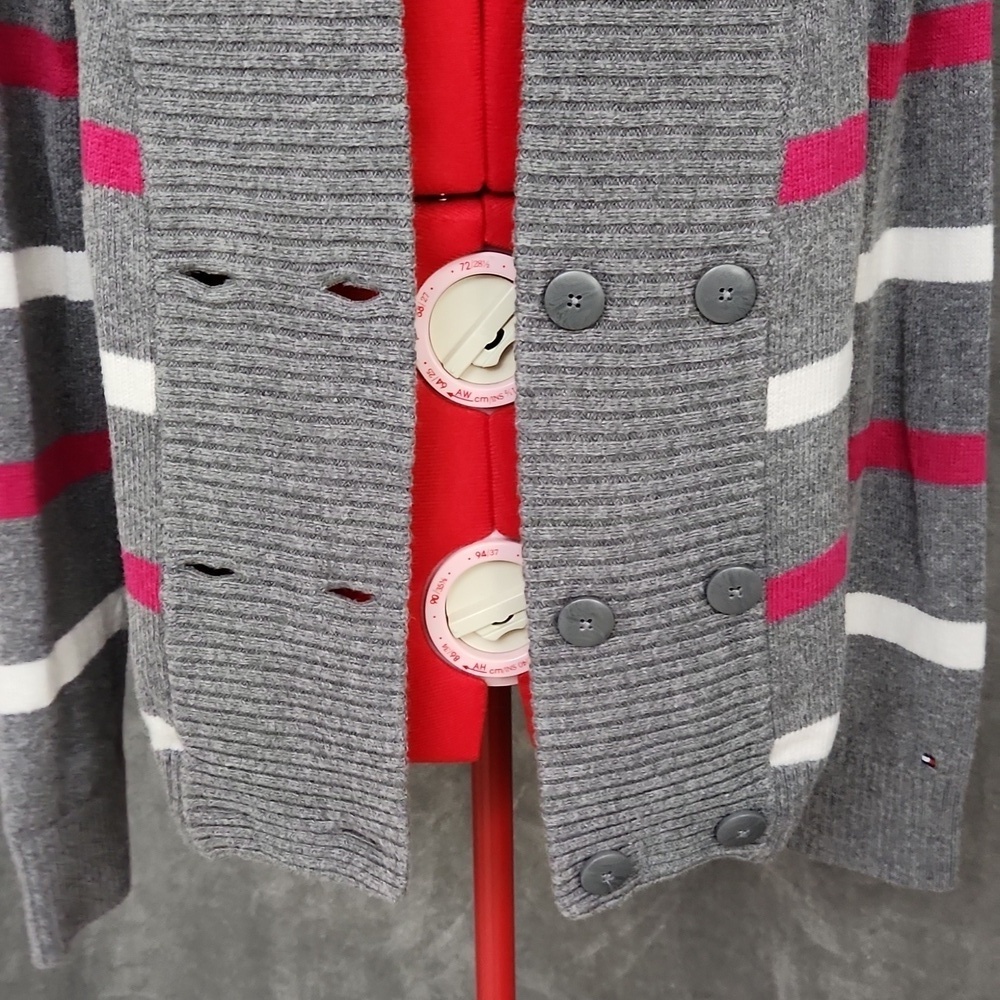 Tommy Hilfiger pullover women's striped sweater cardigan size L - Picture 5 of 13